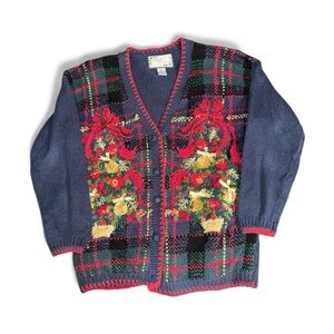 Vintage Vibrant Holiday Women's Cardigan Sweater